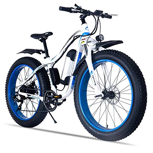 Elektrofahrräder : XXCY 250w Elektrisches Mountain Snow Fahrrad Rennrad, 36v10.4ah Batterie, 26 Zoll Fetter Reifen, Shimano 21 Speed ​​Ebike (Blue)