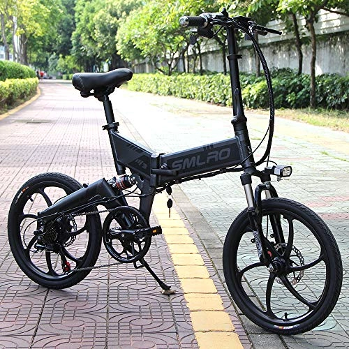 Elektrofahrräder : XXCY E Bike Elektrofahrrad Faltbares Mountainbike, 20 Zoll Reifen Elektrisches Fahrrad Ebike Mit 350W Bürstenlosem Motor und 48V 10Ah Lithium-Batterie Shimano 7 Gang (Schwarz)