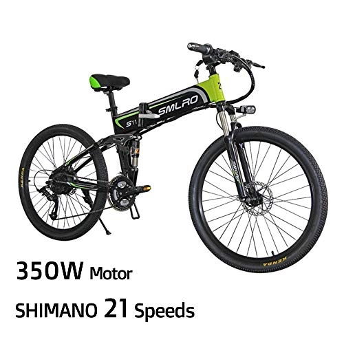 Elektrofahrräder : XXCY Elektro-Mountainbike, 26-Zoll-Elektro-Klappfahrrad mit ultraleichtem Speichenrad aus Magnesiumlegierung, Shimano 21-Gang-Getriebe, erweiterte Vollfederung