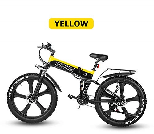 Elektrofahrräder : XXCY Fat Tire Ebike, 1000W 48V 10.4Ah Elektrisches Mountainbike 26 Zoll Klappbarer Integrierter Reifen City Mountain Snow E-Bike (Gelb)