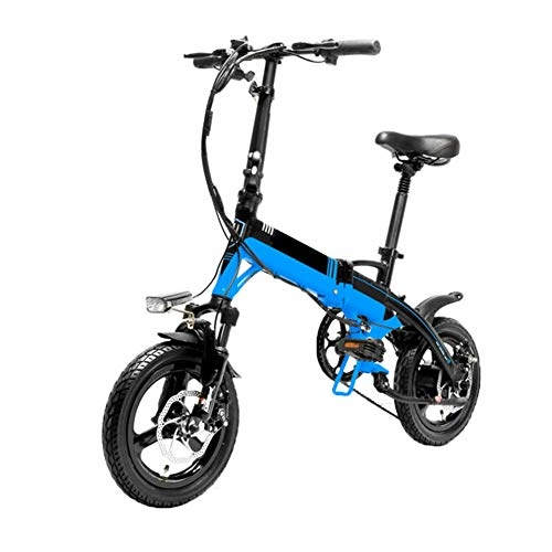 Elektrofahrräder : Y&WY Elektrofahrräder, Mini Elektroauto Lithium Batterie 3 Modi, Aluminiumlegierung, Geschwindigkeit Bis Zu 25Km / H Faltbares Fahrrad, Für Herren Und Damen, Blue