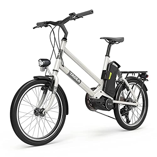 Elektrofahrräder : YADEA E Bike Damen Pedelec 20 Zoll Elektrofahrrad City Bike mit Rücklicht 7.8 Ah Lithium Battery 7-Speed Gearbox 250 W mid-Engine for Adult Women WeiÃŸ