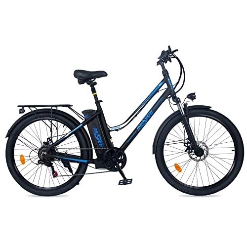 Elektrofahrräder : YANGAC 26 Zoll E-Bike Pedelec E-Citybike, Elektrofahrrad mit 250W Motor 7-Gang-Getriebe und 36V 10.4AH Abnehmbarer Lithium Akku 50km, Doppelscheibenbremsen, für Damen Herren Erwachsene (Black)