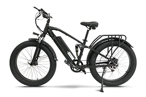 Elektrofahrräder : YANGAC E Bike Herren 26'', E Mountainbike mit 48V / 17Ah Lithium-Akku | 816Wh, SUV Vollfederung Electric Bike, 5-Gang-Motor 95N.m, Hydraulische Bremse, Fetter Reifen, Konform E-Mountainbike