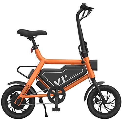 Elektrofahrräder : YANGMAN-L Folding E-Bike, 14 Zoll-elektrisches Fahrrad mit LCD-Anzeige 100 kg Max Last für Mobility-Reisen, Orange