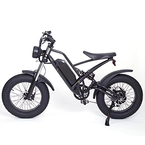 Elektrofahrräder : YC-UM-01 Elektro-Mountainbike 20X4.0 Fetter Reifen Schneefahrrad 48V 22.5Ah Große Kapazität Batterie Zweifach-Stoßdämpfer (Black)