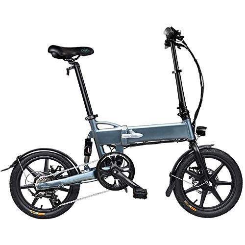 Elektrofahrräder : YDBET Ebike, elektrisches Fahrrad Folding für Erwachsene E-Bike 16 Zoll 250W Watt Motor Elektro-Bike mit Front-LED-Licht für Outdoor Radfahren trainieren Reise, Grau