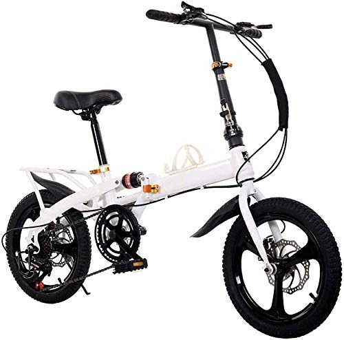 Elektrofahrräder : YDBET Mountainbike, 14 Zoll Faltrad mit Superleichtgewicht 7 Speed ​​Gear, leicht und robust Berg Faltrad für Männer Frauen Bike, Weiß