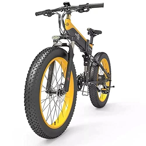 Elektrofahrräder : yeacher X1000 E-Bike Faltbares Elektrisches Fahrrad, Tragbares Mountainbike, 48V12.8Ah 1000W Motorleistung, 26-Zoll-Räder, bis zu 40 km Laufleistung，Schwarz und Gelb