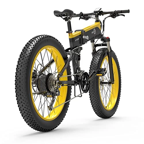 Elektrofahrräder : yeacher X500 E-Bike Faltbares Tragbares Elektrisches Mountainbike, 48V12, 8Ah Akku, 500W Motorleistung, 26-Zoll-Räder, Geschwindigkeit bis zu 40 km / h, Steigung 30°
