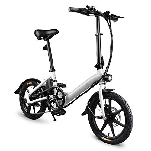 Elektrofahrräder : YEDENGPAO 14-Zoll-Folding Elektro-Fahrrad, Faltbares Elektrisches Fahrrad, Elektrisches Faltrad Klapprad Sicher Adjustable Portable Fr Radfahren, 250W, 25 Km / H Hchstgeschwindigkeit, Wei