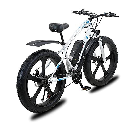 Elektrofahrräder : YIZHIYA Elektrofahrrad, 26" Elektro-Mountainbike für Erwachsene, 21 Geschwindigkeit 1000W Motor E-Bike, 48V 13Ah abnehmbare Lithiumbatterie, Doppelscheibenbremsen City Commute Ebike, Weiß