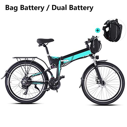 Elektrofahrräder : Ylight Elektrisches Faltbares Fahrrad, 26 Zoll Mountain E-Bike, 2 PCS 12.8A Lithium Batterie Inbegriffen, Blau