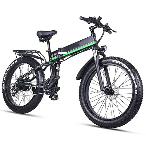 Elektrofahrräder : Ylight Elektrofahrrad 1000W Elektrisches Strandrad 4.0 Fettreifen Elektrisches Fahrrad 48V Herren Mountainbike Schnee E-Bike 26-Zoll-Fahrrad, Grn