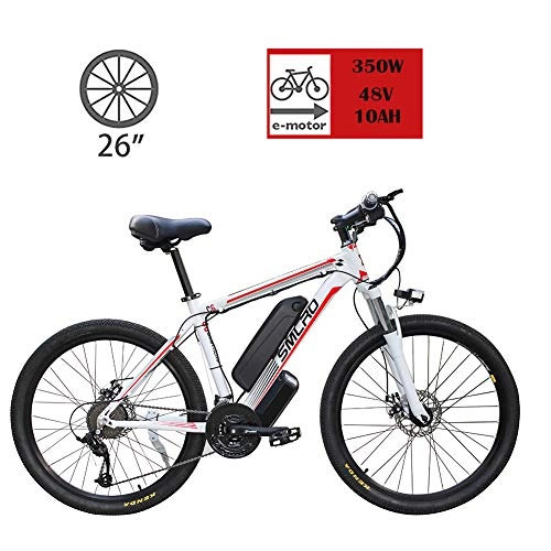 Elektrofahrräder : YMhome 26 Zoll 48V Berg Electric Bikes Für Erwachsene, 350W Tempomat Städtische Commuting Elektrisches Fahrrad Removable Lithium-Batterie, Rot
