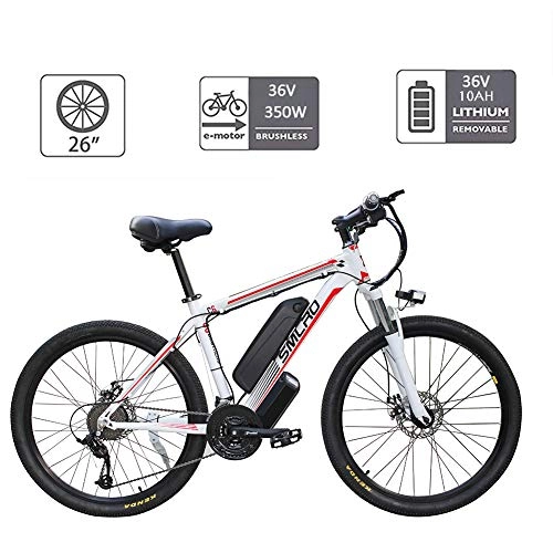 Elektrofahrräder : YMhome Elektrische Fahrräder Für Erwachsene, 360W Aluminiumlegierung Ebike Fahrrad Removable 48V / 10Ah Lithium-Ionen-Akku Mountainbike / Arbeitsweg Ebike, Black red