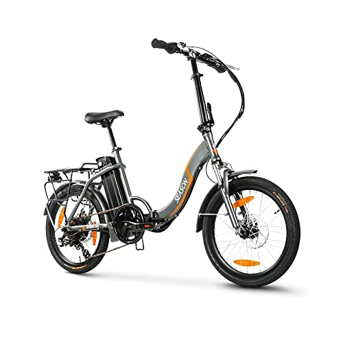 Elektrofahrräder : YOSE POWER 20'' Faltrad Bike 36V 250W Heckmotor mit Shimano 7 Gang Schraubritzel Damen E-Bike mit 36V 13Ah Akku (Eisen grau)
