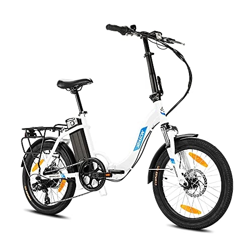 Elektrofahrräder : YOSE POWER 20'' Faltrad Bike 36V 250W Heckmotor mit Shimano 7 Gang Schraubritzel Damen E-Bike mit 36V 13Ah Akku (Weiß)