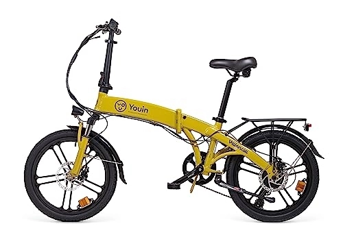 Elektrofahrräder : Youin Valencia E-Bike, zusammenklappbar, 50, 8 cm, Laufzeit: 45 km, Motor 250 W, Shimano 7 Gänge.