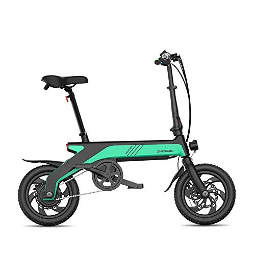 Elektrofahrräder : YPYJ 12-Zoll-Elektro-Fahrrad Ultraleichte Lithium-Batterie Batterie Fahrrad Kleine Elektro-Auto-Klapp, Grün