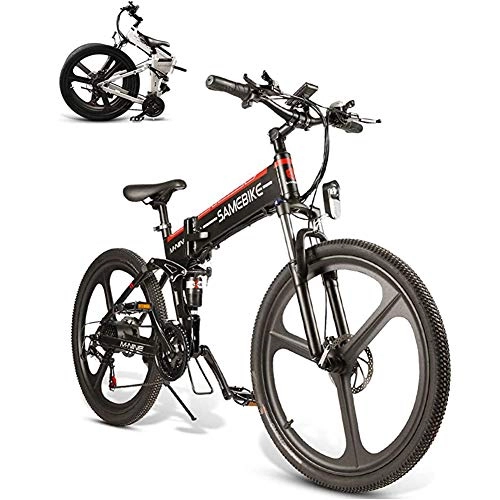 Elektrofahrräder : YRXWAN Elektrisches Mountainbike 26"Rad zusammenklappbar Ebike 350W 48V 10AH 21-Gang Magnesiumlegierung Felge für Erwachsene, Schwarz, 350W