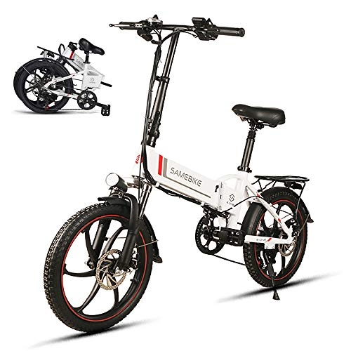 Elektrofahrräder : YSHUAI 20 Zoll Elektrofahrrad Klapp Elektrofahrräder, Elektrisches Mountainbike, E-Bike, 350W Motor 10.4Ah Lithiumbatterie Shimano 7 Speed 3 Mode City Pendeln Im Freien, Weiß