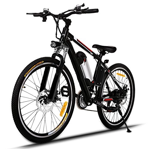 Elektrofahrräder : YUEBO Elektrofahrrad mit 26 Zoll Mountainbike, 25-35km / h Pedelec E-Bike Lithium-Akku mit 21 Gang Getriebe Schwarz