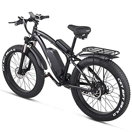 Elektrofahrräder : YX-ZD 26"Elektro-Rennrad 1000W 27-Gang Mountainbike Schneefahrrad 48V17ah Lithium-Batterie 4.0 Fetter Reifen E-Bike Hydraulische Scheibenbremse, Schwarz