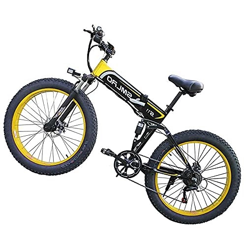 Elektrofahrräder : YZDKJDZ Elektrische Fahrräder Für 26-Zoll-gelb-Mountainbike-faltendes Fahrrad-ständer Für Erwachsene Männer Frauen, Die Radtour-Fahrrad-Bikes-Mountainbike Ergonomisch Sportfahrräder