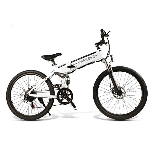 Elektrofahrräder : zawq 26"zusammenklappbares Ebike Outdoor-Radfahren für Männer und Frauen Elektrisches Mountainbike 48v10ah Abnehmbare Batterie Speichenfelge Pendeln Elektrofahrrad 48V500W Motor-Weiß