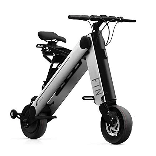 Elektrofahrräder : ZBB Elektrische Fahrräder Leichtes, tragbares Aluminium-Klappmaterial für Erwachsene mit 36-V-Lithium-Ionen-Akku 10-Zoll-Räder Elektrofahrrad für Erwachsene Ausdauer-Kilometerstand 30-35KM, Grau