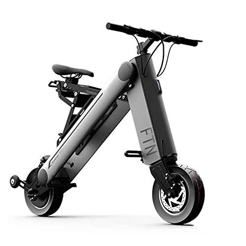 Elektrofahrräder : ZBB Elektrische Fahrräder Leichtes, tragbares Aluminium-Klappmaterial für Erwachsene mit 36-V-Lithium-Ionen-Akku 10-Zoll-Räder Elektrofahrrad für Erwachsene Ausdauer-Kilometerstand 40-45KM, Silber