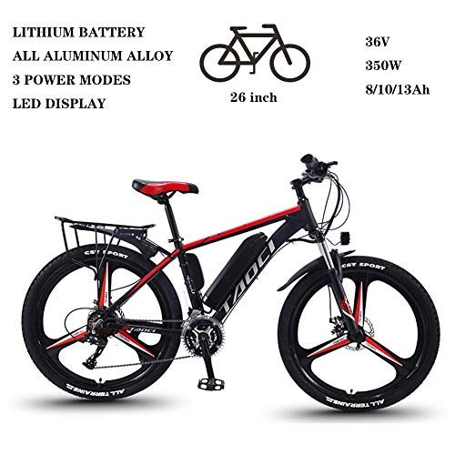 Elektrofahrräder : ZFY Elektrofahrrad Erwachsenen Elektrofahrrad Aluminiumlegierung Fahrrad Outdoor-E-Bike 36V 350W Abnehmbare Lithium-Ionen-Batterie Mountain Ebike, Red-13AH90km