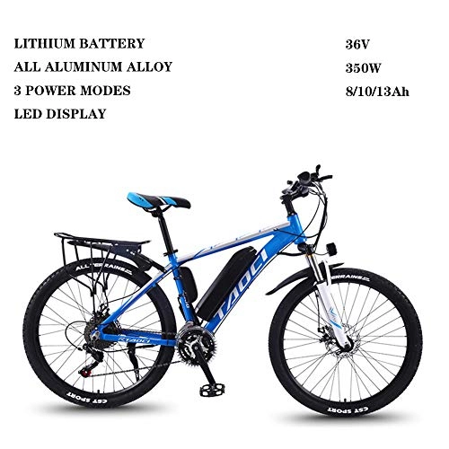 Elektrofahrräder : ZFY Elektrofahrrder Fr Erwachsene 36V 350W Abnehmbare Lithium-Ionen-Batterie Mountain Ebike Magnesiumlegierung Ebikes Fahrrder All Terrain, Blue-10AH70km