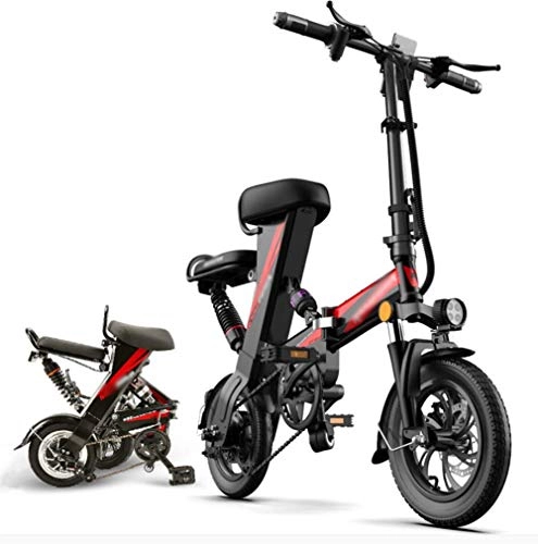 Elektrofahrräder : ZHHWYP Folding Elektro-Fahrrad kleine Erwachsener Batterieauto Mini-Elektro-Auto-Lithium-Batterie-Generation Fahr, Schwarz, 48V8AH30km
