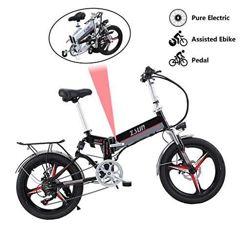 Elektrofahrräder : ZJGZDCP Elektro-Bike Mountain Schnee E-Bike 350W Leistungsstarke Motor Erwachsene Mountain Elektrisches Fahrrad 48V Abnehmbare Lithium-Batterie, 7 Geschwindigkeit (Schwarz) (Color : Black)