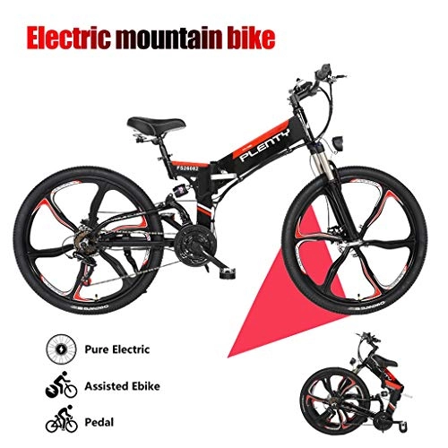Elektrofahrräder : ZJGZDCP Elektro-Folding Mountain Bike Mit Abnehmbarem 48V / 10AH Lithium-Ionen-Akku 480W Motor Elektro-E-Fahrrad-Straßen-Berg Schnee Pendelt Elektrisches Fahrrad (Color : Black)
