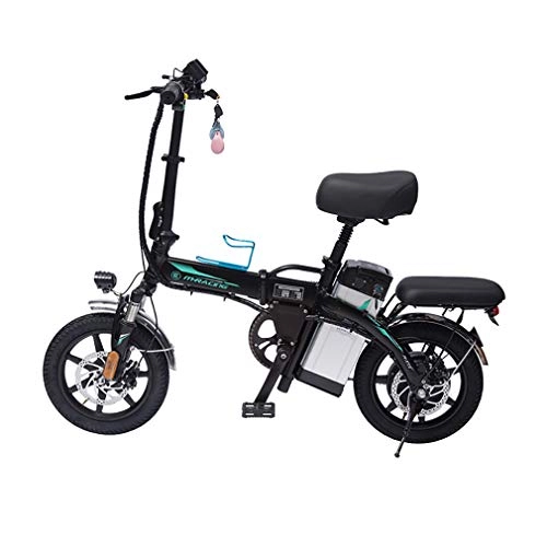 Elektrofahrräder : ZLQ 14-Zoll-Elektro-Fahrrad-Aluminiumlegierung 48V 15AH 400W Lithium-Batterie-Elektrisches Fahrrad Höchste 25Km / H Doppelscheibenbremse