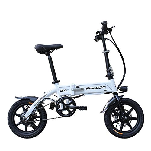 Elektrofahrräder : ZLQ Aluminum Alloy Electric Bikes, 14 in 250W 3-Stufen-Folding Elektro-Bikes Für Erwachsene 36V E Bike Für Frauen EBS Elektromagnetische Bremse Elektrofahrräder, Weiß