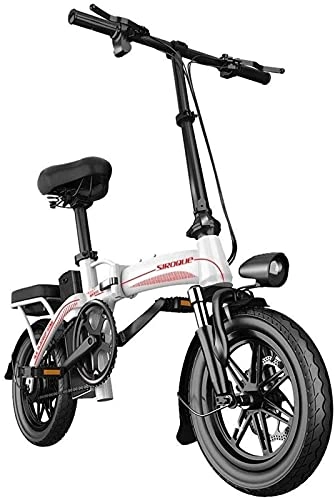 Elektrofahrräder : ZMHVOL Ebikes, elektrisches Fahrrad für Erwachsene Elektrische Fahrrad 14 Zoll Reifen 400W Motor 25km / h Faltbare E-Bike 30ah Batterie 3 Reitmodi ZDWN (Color : White, Size : Range:300km)
