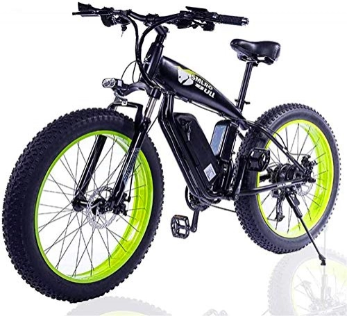 Elektrofahrräder : ZMHVOL Ebikes, Erwachsener fettreifen elektrische Fahrrad, mit Abnehmbarer lathium-ion-Batterie großer Kapazität (48 V 500 W) 27-Gang- und DREI Arbeitsmodi ZDWN (Color : Black Green)