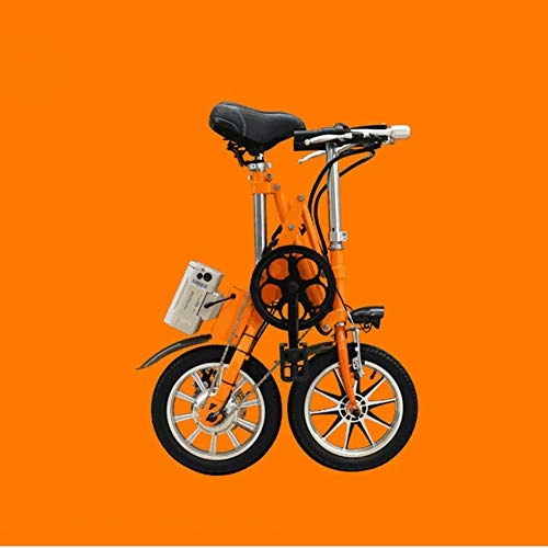 Elektrofahrräder : ZQNHXY 14 Zoll Folding Elektro-Bike, E-Bikes für Erwachsene mit Shock Dämpfer für Sport im Freien Radfahren Training und Pendel, Orange