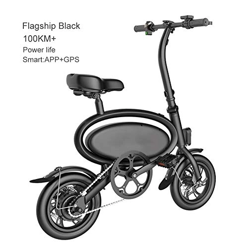Elektrofahrräder : Zusammenklappbares Elektrofahrrad E-Bike 350W Ebike Mit Herausnehmbarem 36V 7, 5Ah Lithium-Ionen-Akku, APP-Geschwindigkeitseinstellung, Intelligenter Fernbedienung Und Alarmfunktion, smartflagshipblack