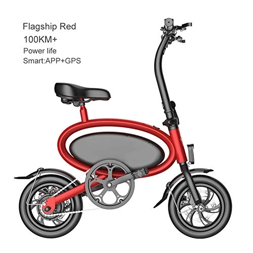 Elektrofahrräder : Zusammenklappbares Elektrofahrrad E-Bike 350W Ebike Mit Herausnehmbarem 36V 7, 5Ah Lithium-Ionen-Akku, APP-Geschwindigkeitseinstellung, Intelligenter Fernbedienung Und Alarmfunktion, smartflagshipred