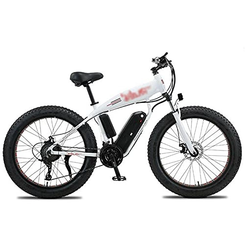 Elektrofahrräder : ZWHDS 26-Zoll-Elektrofahrrad-350W Schnee Fahrrad Elektrische Fahrrad Elektrische Mountainbike 4.0 Fettreifen Ebike 36V13AH Lithium-Batterie (Color : White)