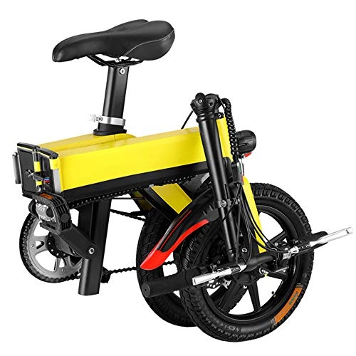 Elektrofahrräder : ZXY Mini Smart Zweirad Roller Lithium Batterie Elektrofahrrad Falt Elektroauto, Falt Elektrofahrrad für Erwachsene, Gelb