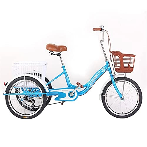 Elektrofahrräder : zyy 20" 3-Rad Trike Elektro 3 Räder Fahrrad Dreirad 1 Gänge Fahrrad mit Warenkorb Aus Aluminiumlegierung Fahrrad Erwachsenendreirad Lastenfahrrad Senioren Shopping Bike (Color : Blue)