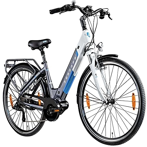 Elektrofahrräder : ZÜNDAPP E Bike Damen 700c Pedelec 28 Zoll E Hollandrad Damenrad Z901 Cityrad (grau / weiß, 46 cm)