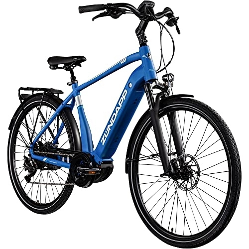 Elektrofahrräder : ZÜNDAPP X500 Ebike 28 Zoll Trekking Fahrrad für Damen und Herren 165-180 cm Elektrofahrrad mit Bosch Mittelmotor 11 Gang Shimano Scheibenbremse E Bike 500 Wh Akku (51 cm, blau)