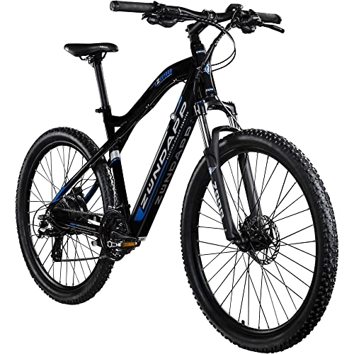 Elektrofahrräder : ZÜNDAPP Z898 E-Bike E Mountainbike 27, 5 Zoll Pedelec 170-190 cm Hardtail MTB 24 Gang Elektro Fahräder Scheibenbremsen (schwarz / blau, 48 cm)